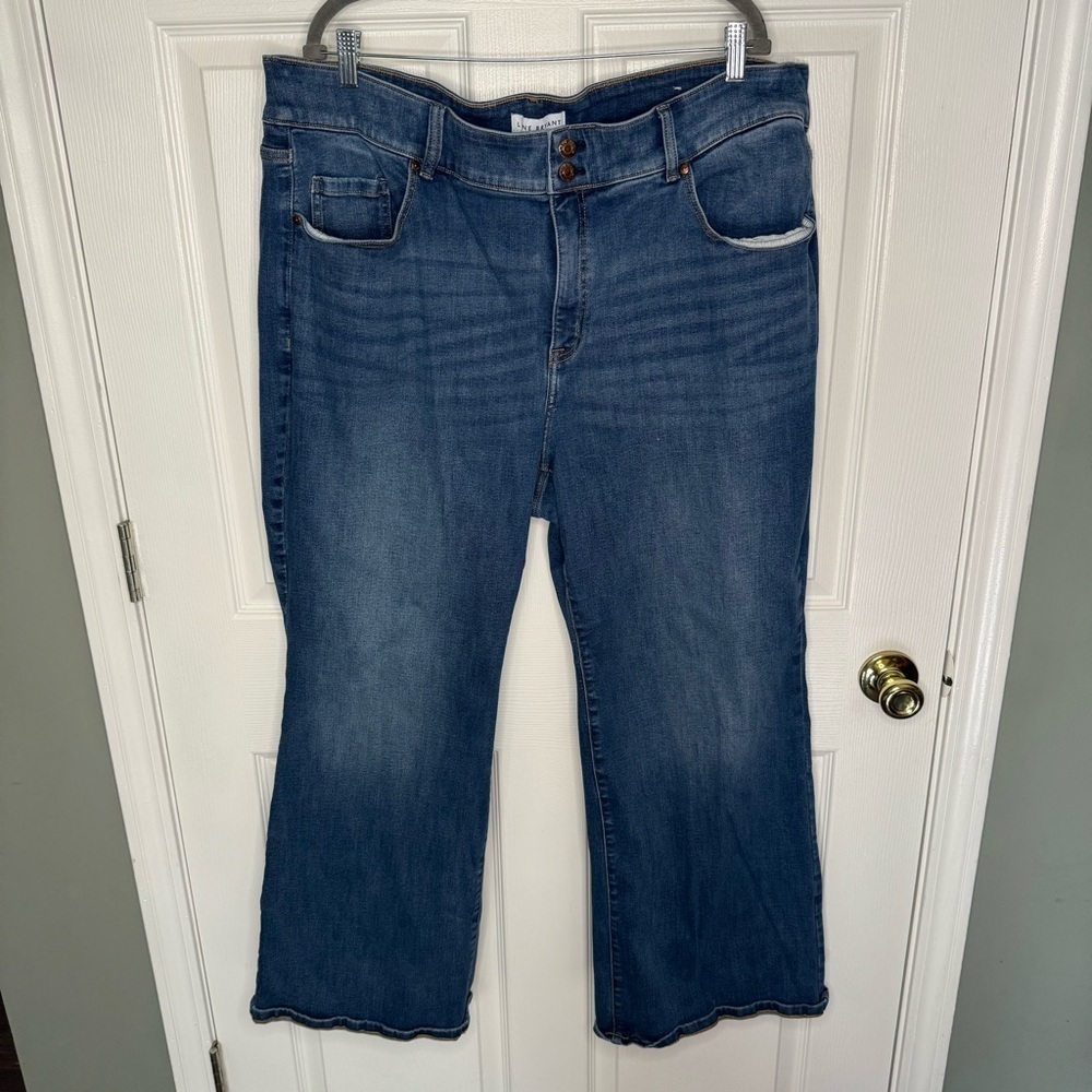 Lane Bryant High Rise Tighter Tummy Boot Cut Blue Jeans Size 24 GUC